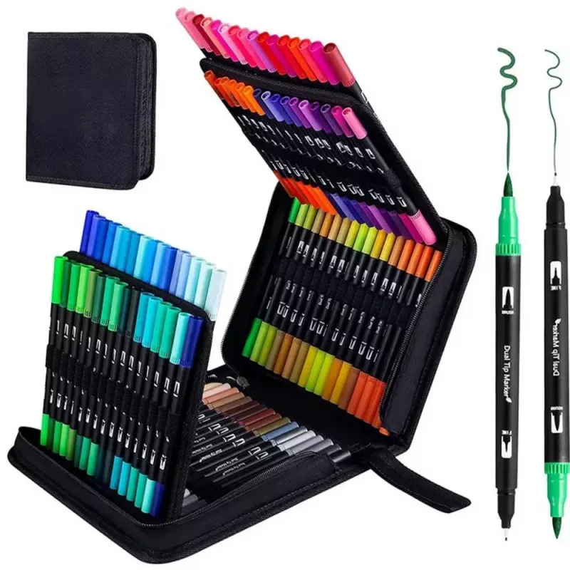 LEAN Set of 120 Double-Sided Waterproof Colored Markers