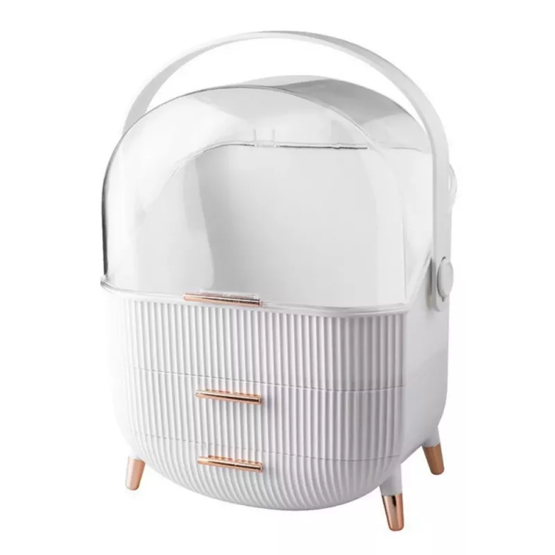 LEAN Cosmetics Organizer Opening Lid Transparent Two Drawers White