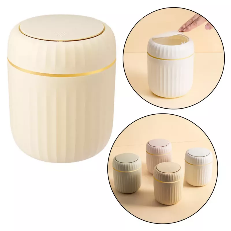 LEAN Mini Waste Bin Opening Lid Universal Elegant Beige