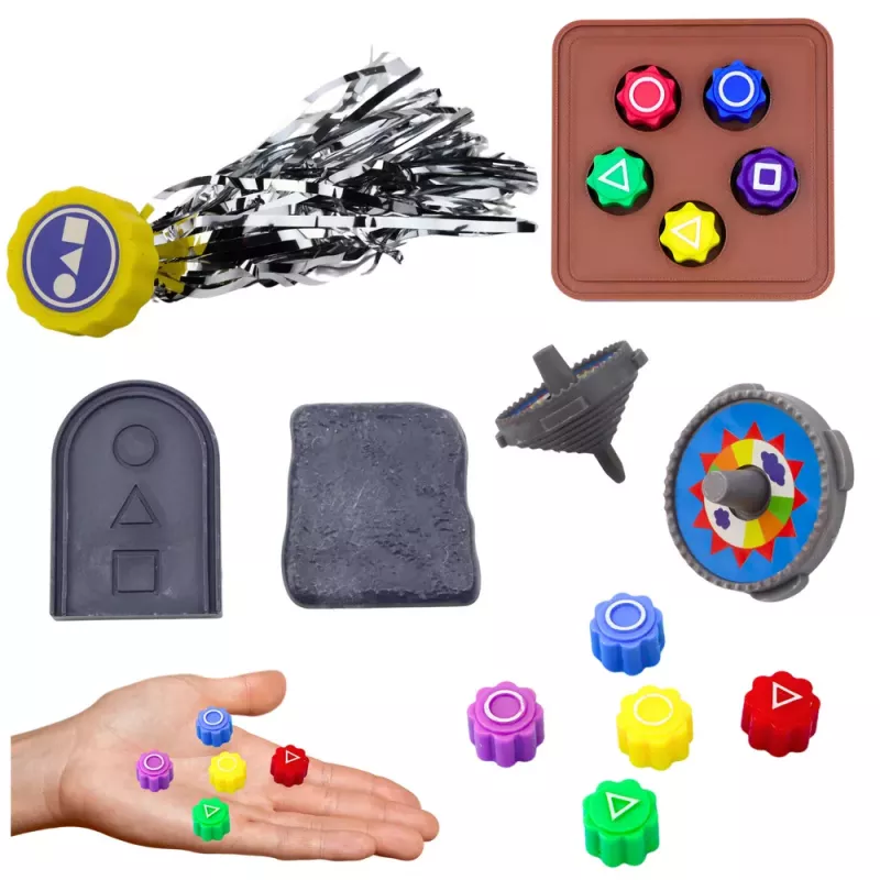 LEAN TOYS Set of 4 Squid Game Traditional Korean Games Dice Spinning Top