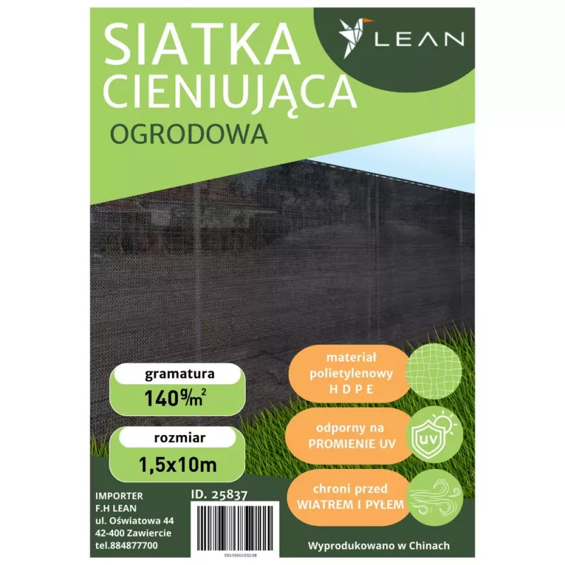 LEAN Shade Net for Fence, Masking, Gray 1.5M 10M 140g/m²