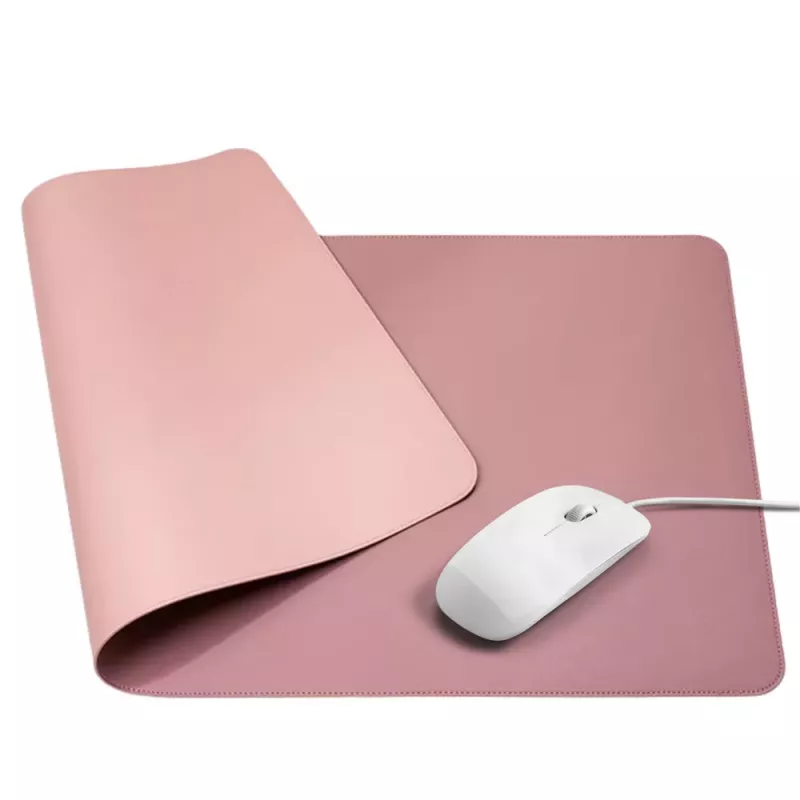LEAN Keyboard Mouse Pad for Desk Double-Sided Eco-Leather Pink 80x40 cm