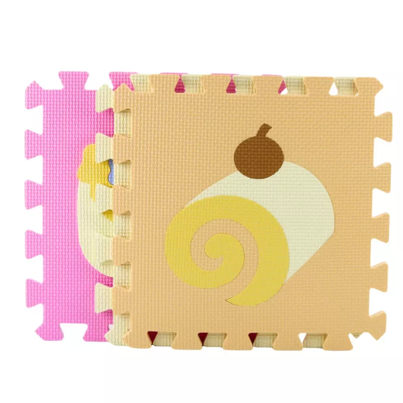 LEAN TOYS Soft Puzzle Educational Mat EVA Foam Fruits Sweets Pastel 16 pcs.