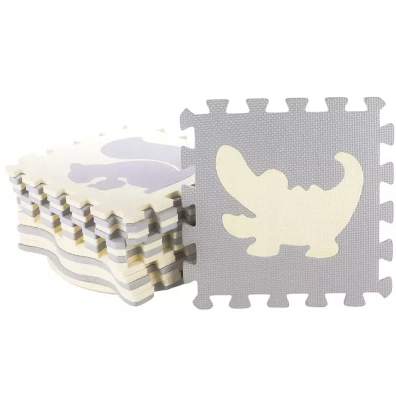 LEAN TOYS Soft Puzzle Educational Mat Playpen EVA Foam Beige Gray 25 pcs