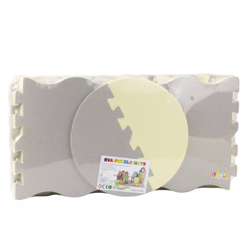 LEAN TOYS Soft Puzzle Educational Mat Playpen EVA Foam Beige Gray 25 pcs