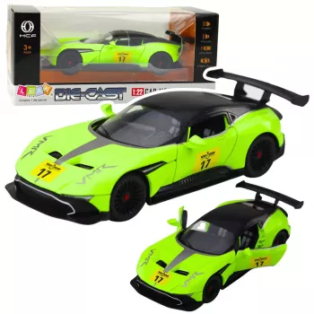 LEAN TOYS Sports Car With Pull-Back Drive Lights Sounds Green 1:22