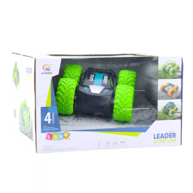 LEAN TOYS Remote Controlled RC Stunt Car 360° Spins Green