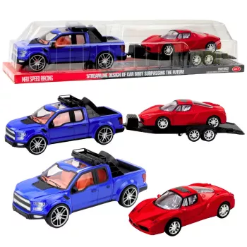 LEAN TOYS Off-road Vehicle with Tow Truck Sports Car Set