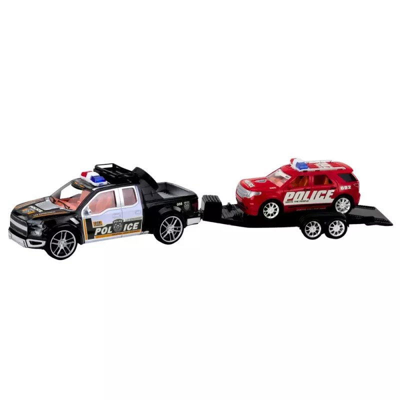 LEAN TOYS Off-Road Police Car Set with Tow Truck and Patrol Car