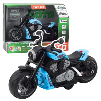 LEAN TOYS Battery Operated Toy Motorcycle with Lights and Sounds Blue