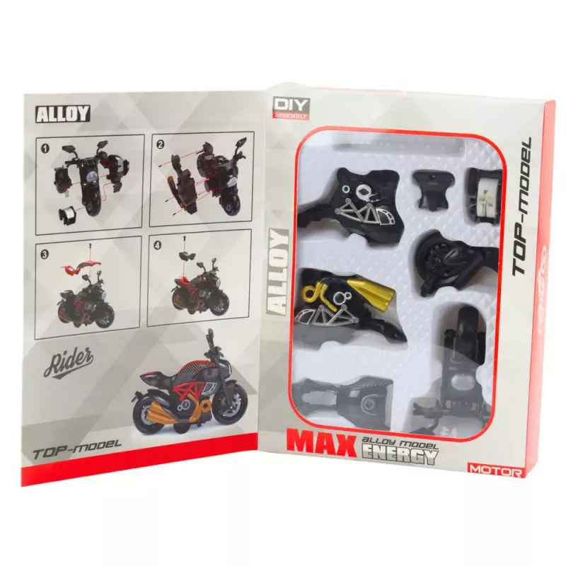 LEAN TOYS Motorcycle to Assemble Screw Metal 1:14 DIY Black Gold Elements