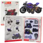 LEAN TOYS Motorcycle Toy For Assembling Screws Metal 1:14 DIY Black and Blue