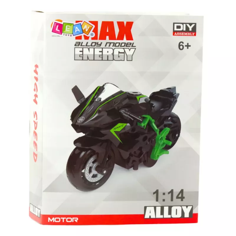 LEAN TOYS Motorcycle to Assemble Screw Metal 1:14 DIY Orange-Green