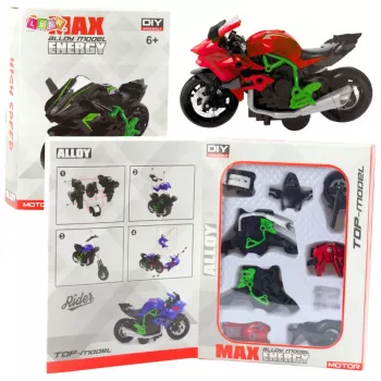 LEAN TOYS Motorcycle to Assemble Screw Metal 1:14 DIY Green-Red