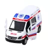 LEAN TOYS Ambulance Metal Pull Back Motorized Lights Sounds White 1:32