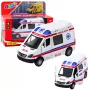 LEAN TOYS Ambulance Metal Pull Back Motorized Lights Sounds White 1:32