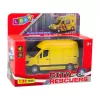 LEAN TOYS Metal Delivery Van with Pull-Back Drive, Lights & Sounds, Yellow, 1:32 Scale