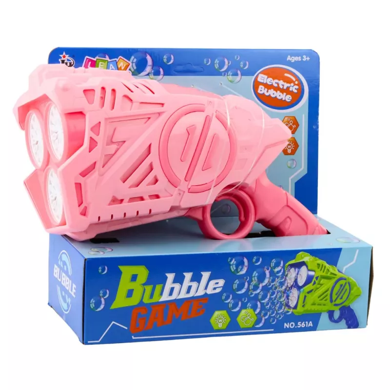 LEAN TOYS Battery Operated Bubble Gun LED Lights Pink
