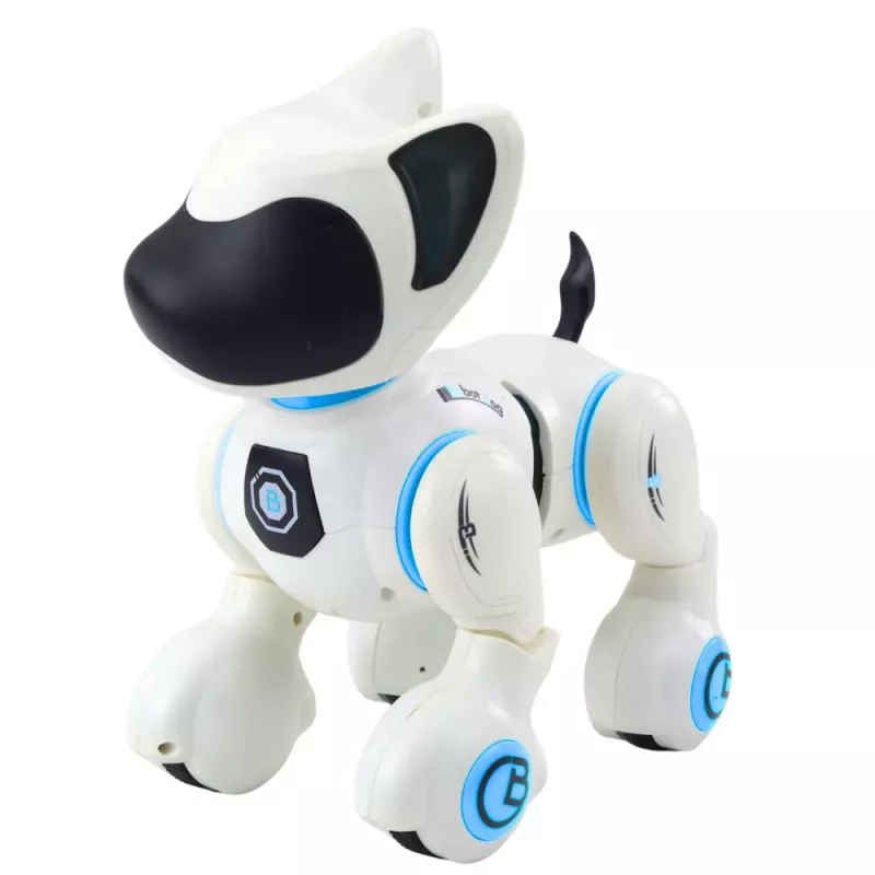 LEAN TOYS Interactive Robot Dog Remote Control Light Sound White Blue