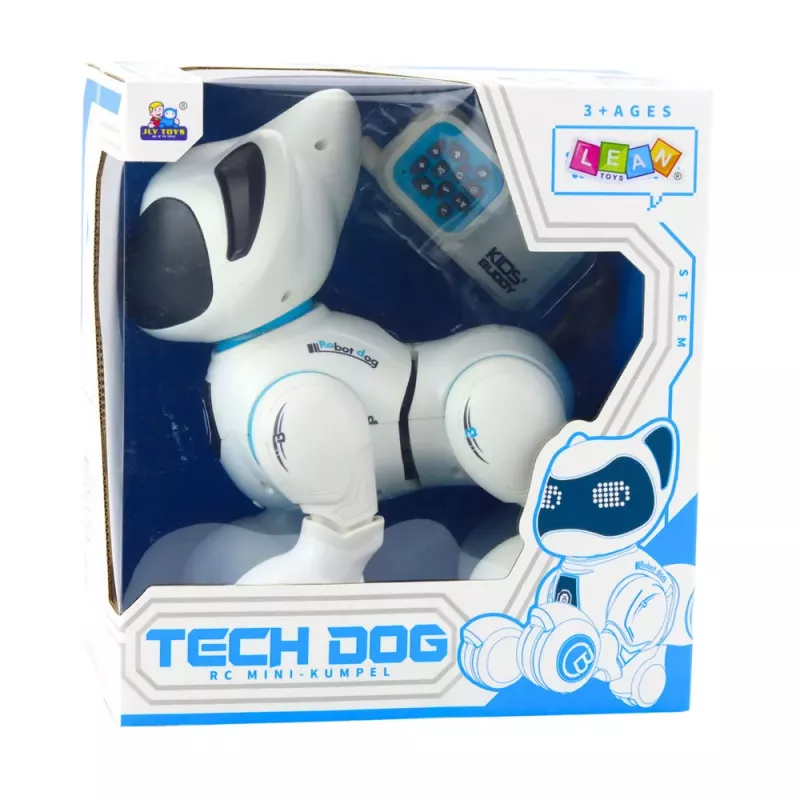 LEAN TOYS Interactive Robot Dog Remote Control Light Sound White Blue