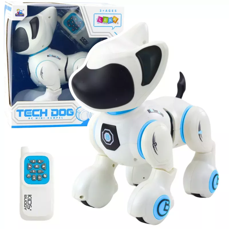 LEAN TOYS Interactive Robot Dog Remote Control Light Sound White Blue