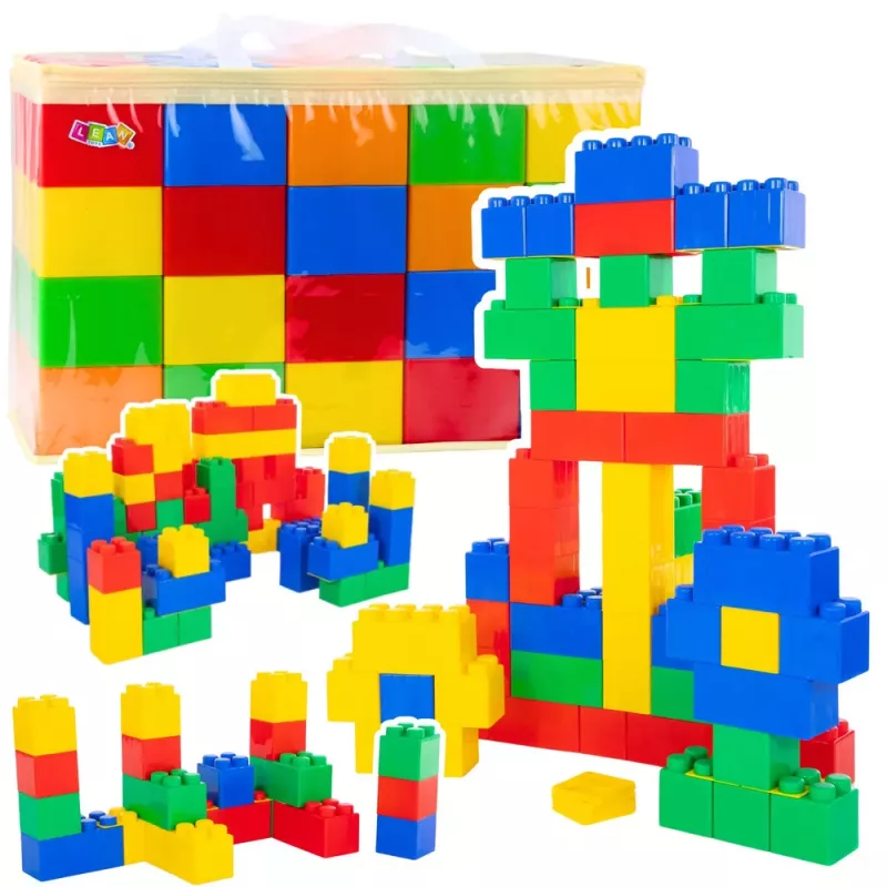 LEAN TOYS Set of Large Construction Blocks in a Bag, Colorful, 28.5x9x9 cm, 20 pcs.
