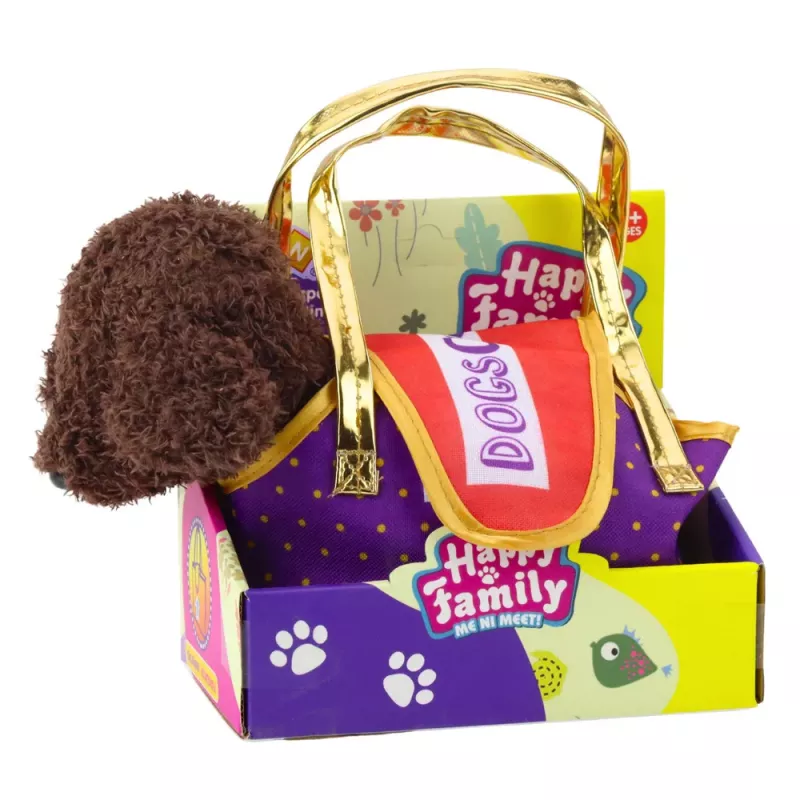 LEAN TOYS Poodle Dog in Velcro Bag, Cuddly Toy, Dark Brown