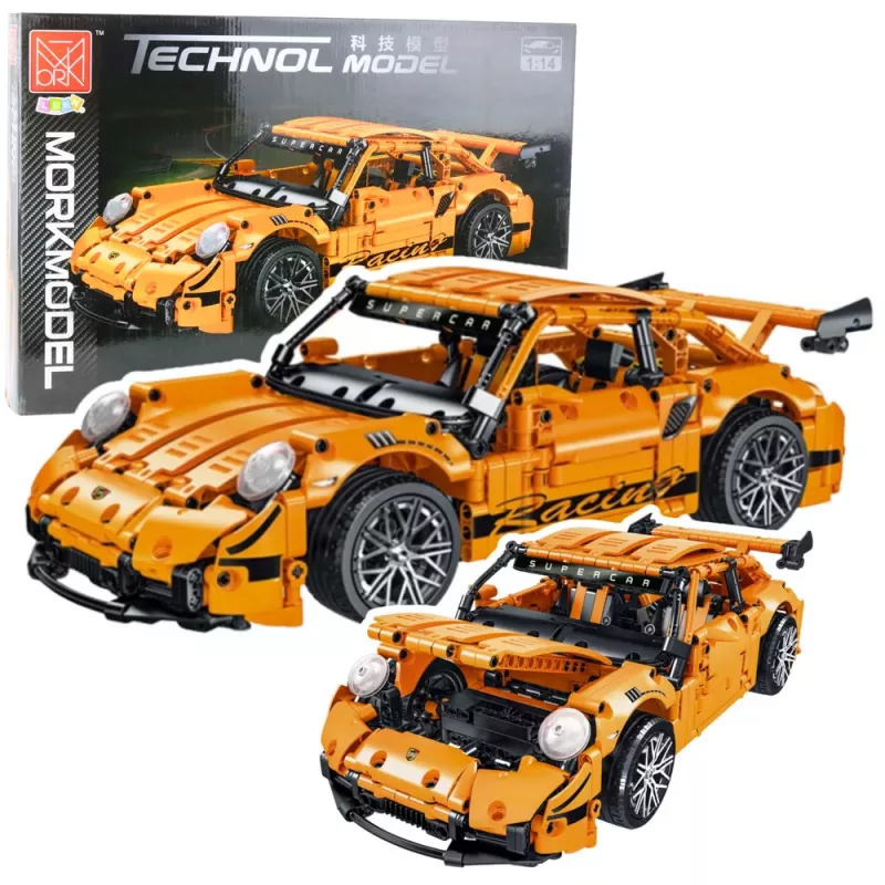 LEAN TOYS GT Racing Car Construction Bricks Orange 1:14 1268 pcs.