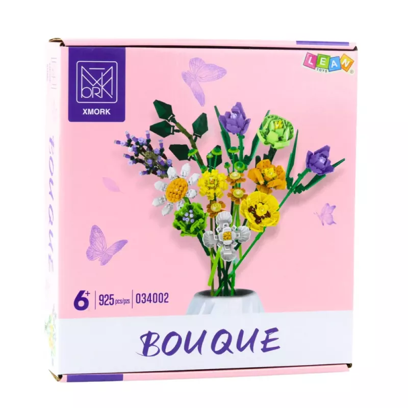 LEAN TOYS Construction Blocks Decorative Bouquet of Colorful Flowers 925 pcs.