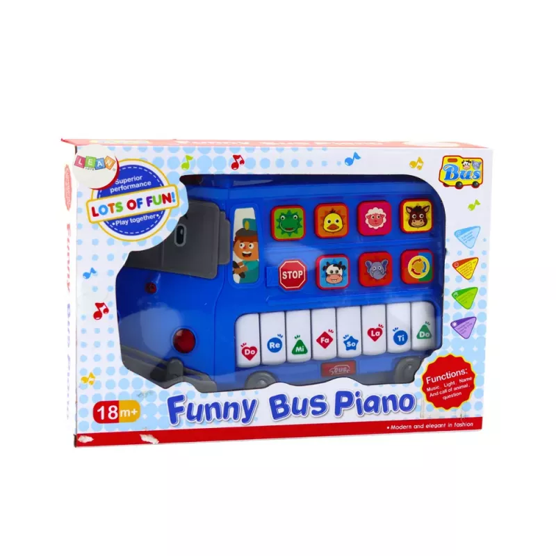 LEAN TOYS Electric Piano Educational For Toddlers Blue Bus