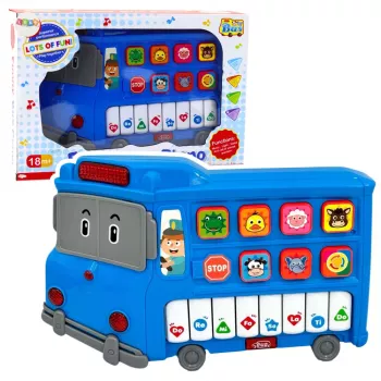 LEAN TOYS Electric Piano Educational For Toddlers Blue Bus
