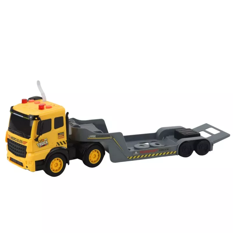 LEAN TOYS Tow Truck with Crawler Excavator Rotating 360° Yellow 1:16