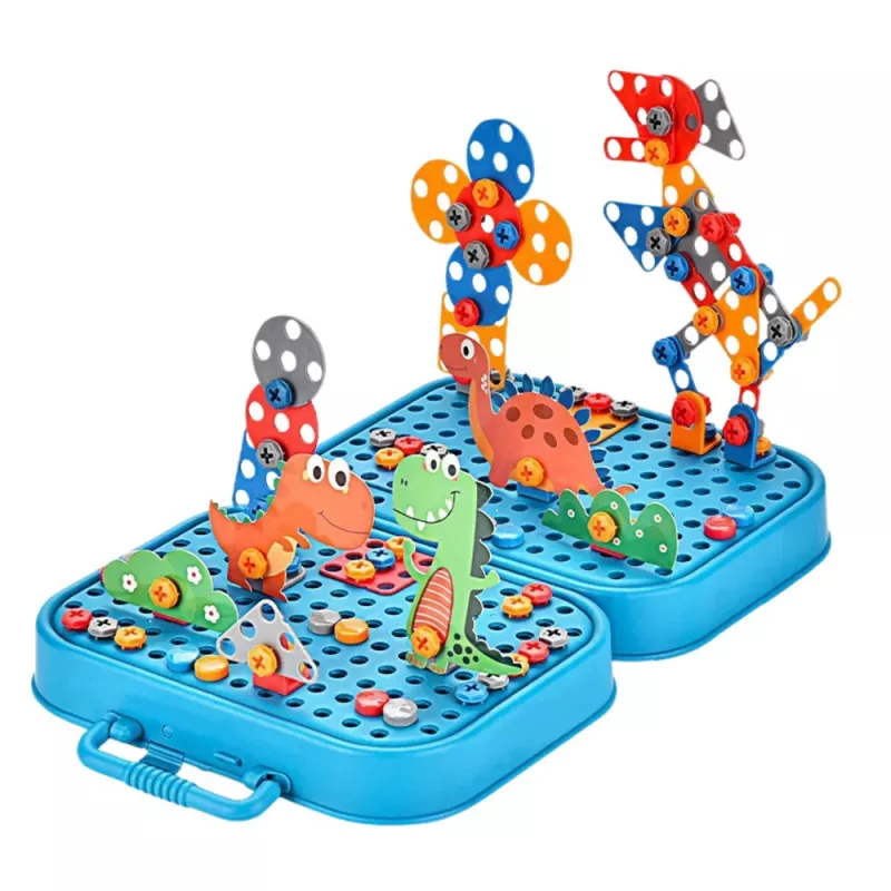 LEAN TOYS DIY Screwdriver Kit Suitcase Puzzle Dinosaurs Blocks Screwdriver 228 pcs.
