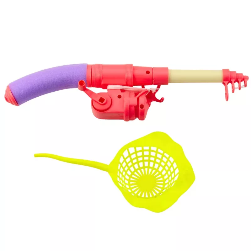 LEAN TOYS Fishing Set: Crab Table, 10 Fish, Fishing Rod, Strainer, Pink