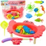 LEAN TOYS Fishing Set: Crab Table, 10 Fish, Fishing Rod, Strainer, Pink