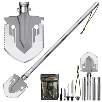 LEAN Military Shovel 16 in 1 Tactical Survival Tools Knife Fire Starter Cleaver