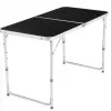 LEAN Folding Camping Table Adjustable Aluminum Black 120x60cm