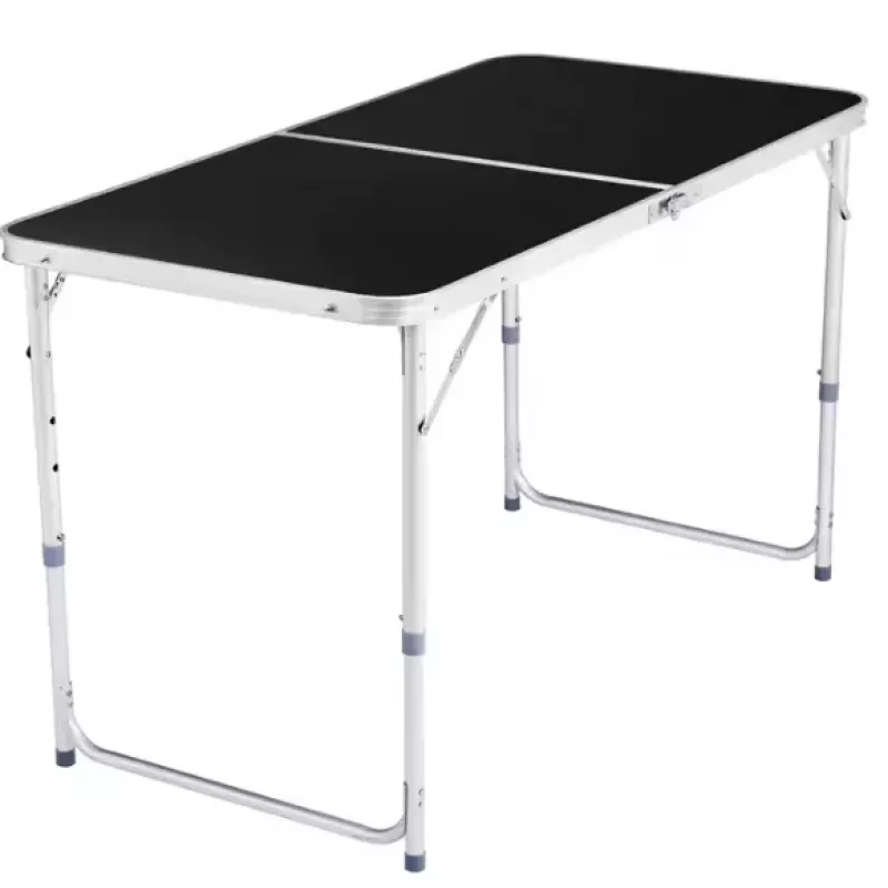 LEAN Folding Camping Table Adjustable Aluminum Black 120x60cm