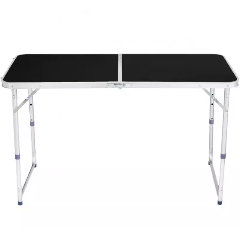 LEAN Folding Camping Table Adjustable Aluminum Black 120x60cm