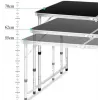 LEAN Folding Camping Table Adjustable Aluminum Black 120x60cm