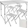 LEAN Folding Camping Table Set 4 Chairs Gray