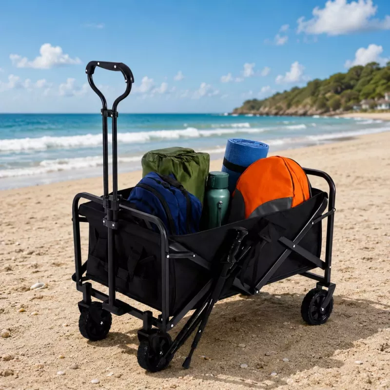 LEAN Foldable Garden Beach Transport Cart Black 120L