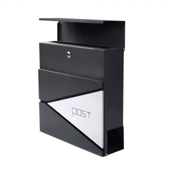 LEAN Large Mailbox for Letters and Newspapers, Anthracite, POST Inscription, 37x37x10.5 cm