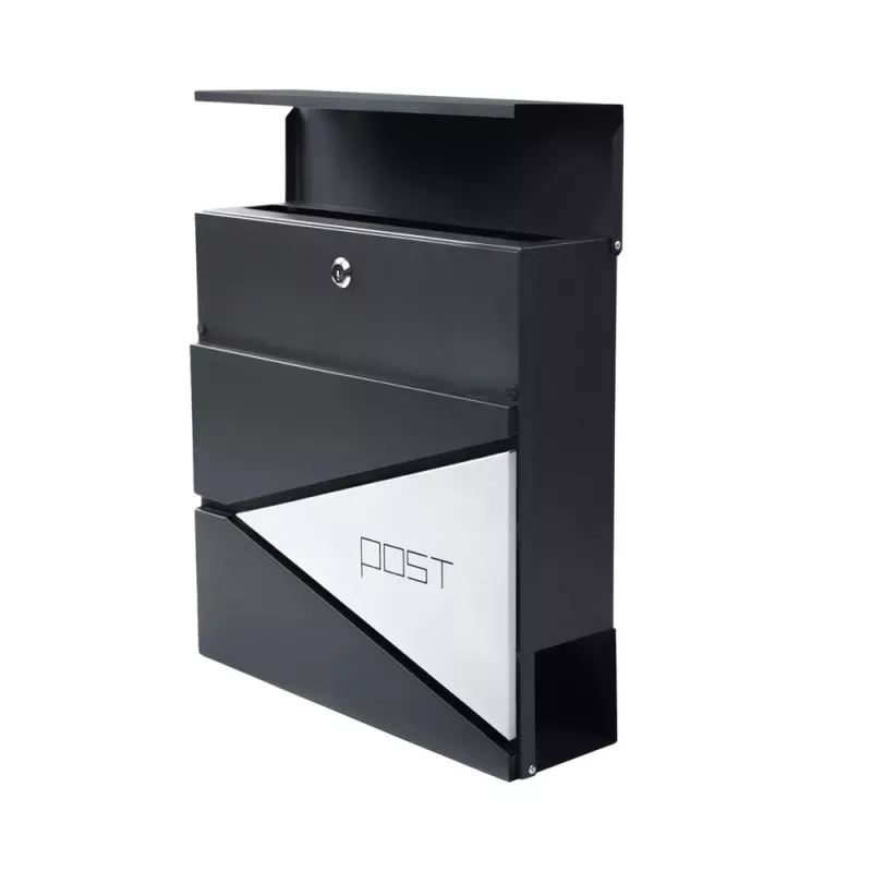LEAN Large Mailbox for Letters and Newspapers, Anthracite, POST Inscription, 37x37x10.5 cm