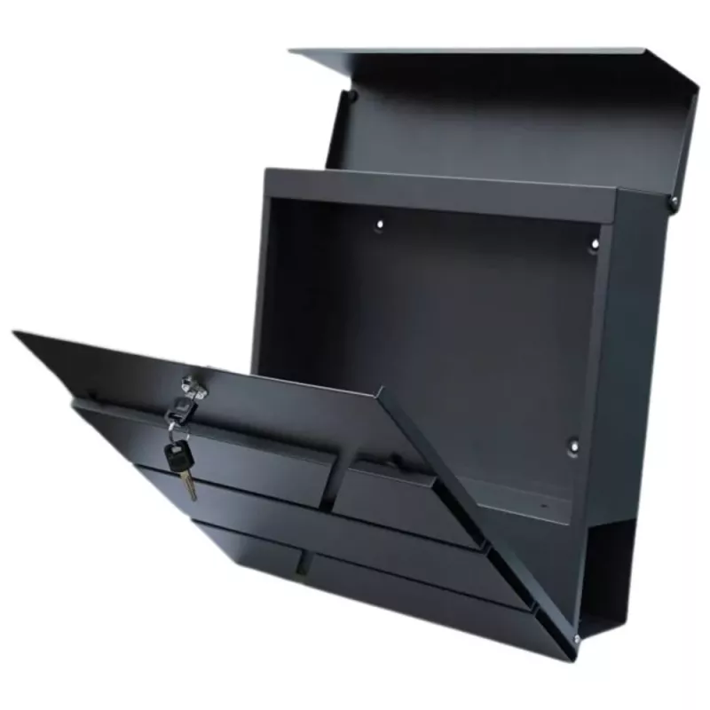 LEAN Large Mailbox for Letters and Newspapers, Anthracite, 37x37x11 cm