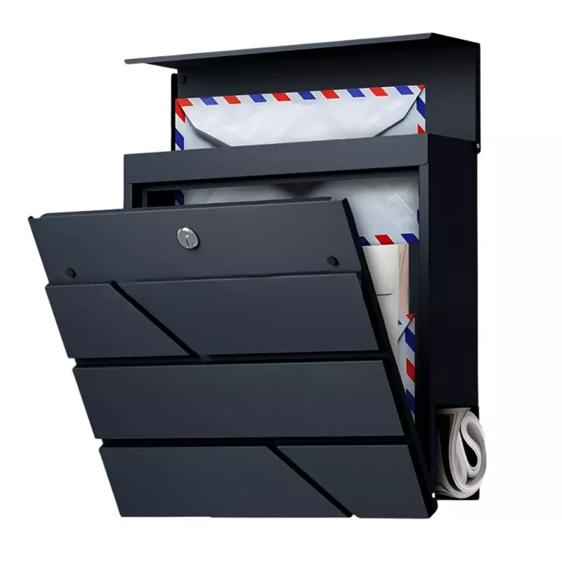 LEAN Large Mailbox for Letters and Newspapers, Anthracite, 37x37x11 cm