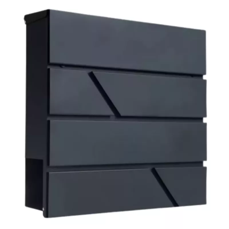 LEAN Large Mailbox for Letters and Newspapers, Anthracite, 37x37x11 cm