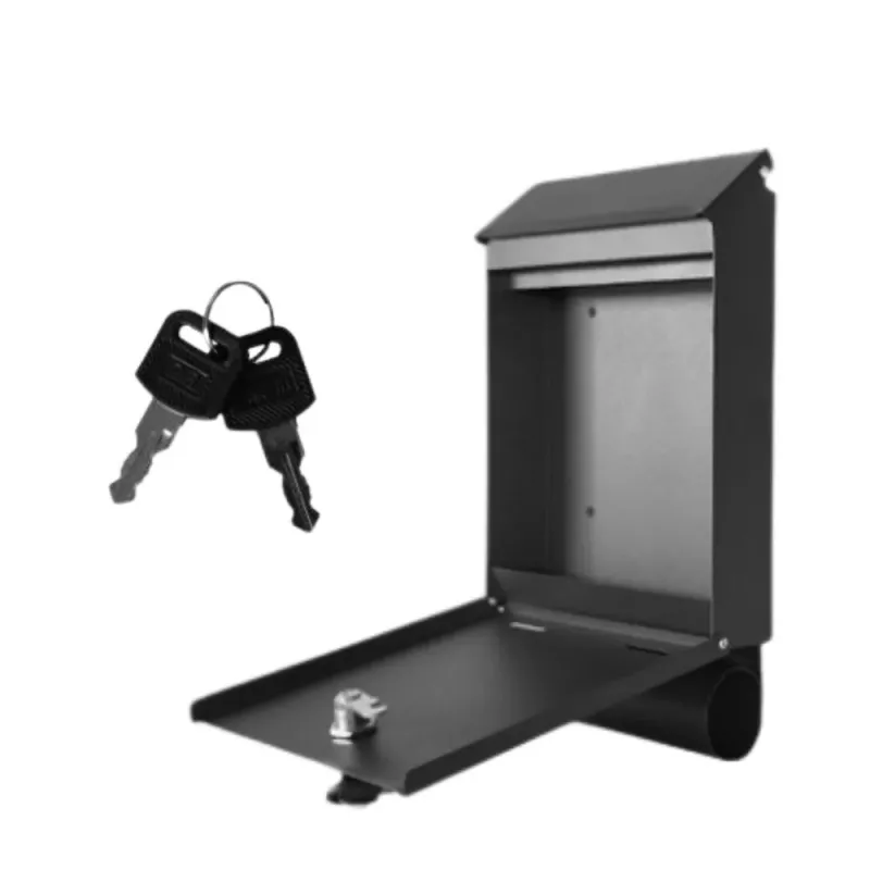LEAN Mailbox for Letters and Newspapers, Black Galvanized Steel, 32.5x22.5x9.5cm