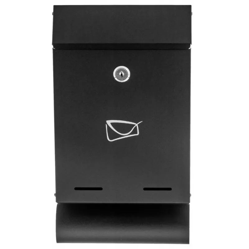 LEAN Mailbox for Letters and Newspapers, Black Galvanized Steel, 32.5x22.5x9.5cm