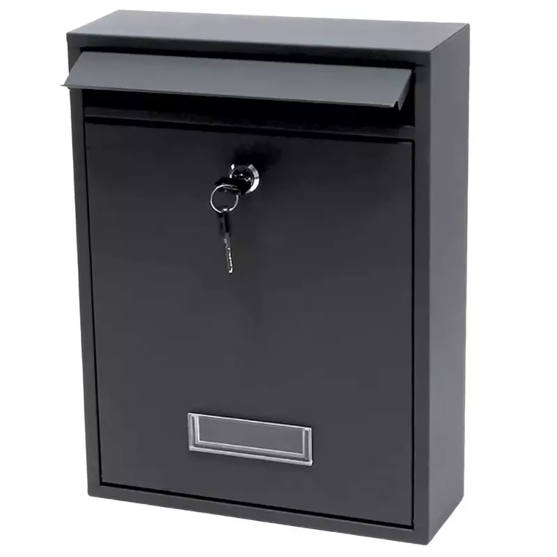 LEAN Mailbox for Letters, Galvanized Steel, Black, 32x21.5x8.5 cm